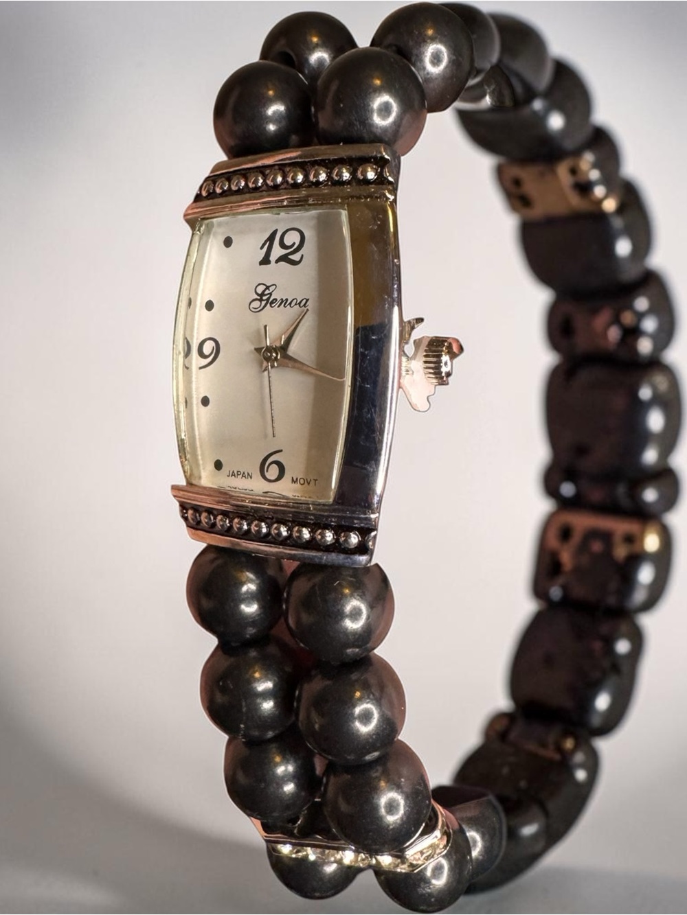 NWT Genoa Shungite Bead Stretch Bracelet Watch